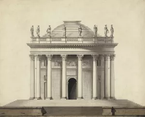 A Classical Temple by Louis Gustave Taraval Oil Painting