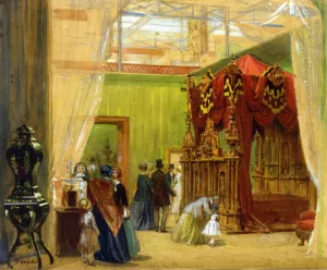 Interior of the Great Exhibition: The Austrian Court by Louis Hague Oil Painting