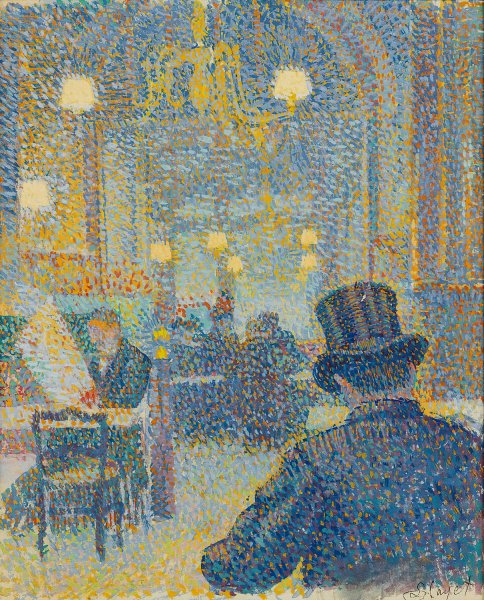 Au Cafe by Louis Hayet - Hand-Painted Oil Painting Reproduction
