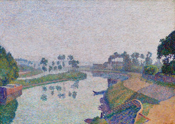 Main Product Photo of Banks of the Oise at Dawn  Painting by Louis Hayet