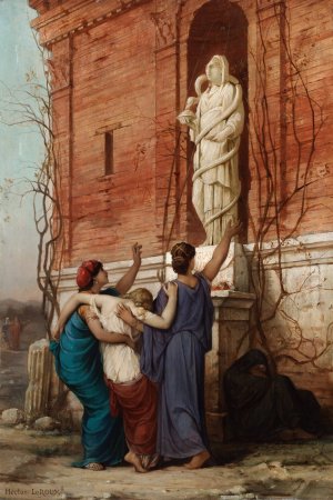 Invocation To The Goddess hygieia by Louis-Hector Leroux Oil Painting