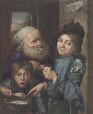 Elk zijn meug, after Godfried Schalcken by Louis Henri De Fontenay Oil Painting