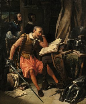 Don Quichotte In His Study by Louis Henri De Rudder Oil Painting