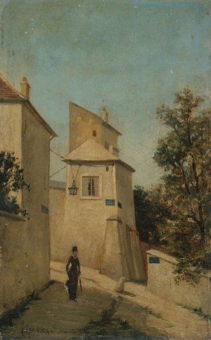 La rue du Mont-Cenis, a l'angle de la rue Saint-Vincent, a Montmartre, 18eme arrondissement by Louis Hista Oil Painting