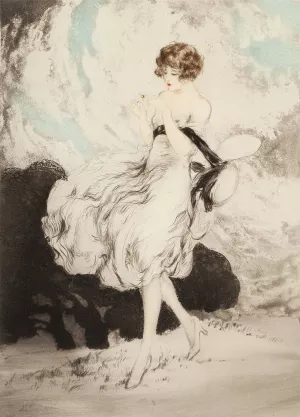 Lady with a Daisy by Louis Icart Lady with a Daisy by Louis Icart Oil Painting