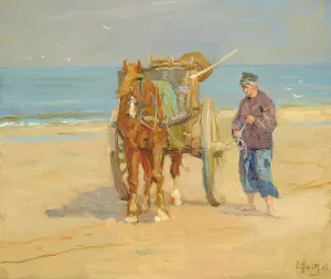 Collecting the catch by Louis Jacob Hartz Oil Painting