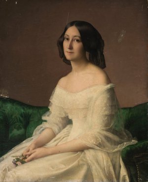 Portrait of Hortense Thayer nee Bertrand by Louis Janmot Oil Painting