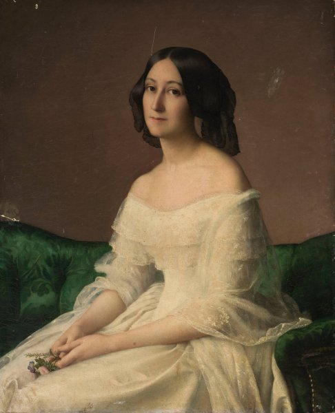 Portrait of Hortense Thayer nee Bertrand  by Louis Janmot - Hand-Painted Oil Painting Reproduction