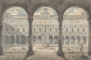 Cloister of the Certosa di San Martino, Naples by Louis Jean Desprez Oil Painting