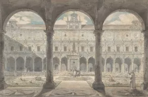 Cloister of the Certosa di San Martino, Naples by Louis Jean Desprez Oil Painting