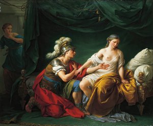 Alcibiades on his Knees Before his Mistress by Louis-Jean-Francois Lagrenee Oil Painting