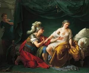 Alcibiades on his Knees Before his Mistress by Louis-Jean-Francois Lagrenee Oil Painting