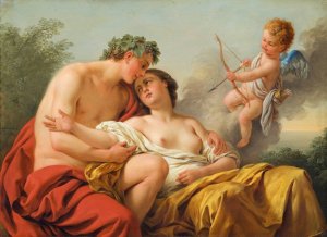 Bacchus and Ariadne by Louis-Jean-Francois Lagrenee Oil Painting