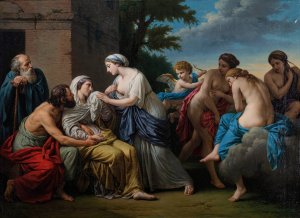 L'Amitie consolant la Vieillesse de la perte de la beaute et du depart des plaisirs by Louis-Jean-Francois Lagrenee Oil Painting