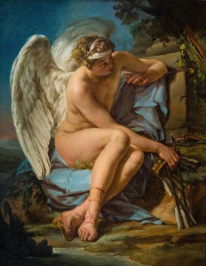 L'Amour a l'affut by Louis-Jean-Francois Lagrenee Oil Painting
