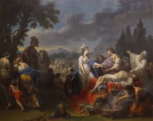 Les deux veuves d'un chef indien se disputant les honneurs du bucher by Louis-Jean-Francois Lagrenee Oil Painting