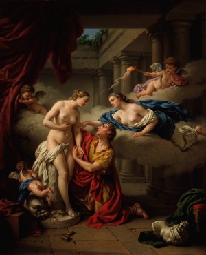 Pygmalion and his statue by Louis-Jean-Francois Lagrenee Oil Painting