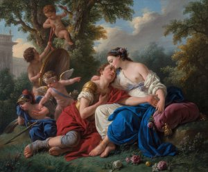 Renaud et Armide by Louis-Jean-Francois Lagrenee Oil Painting