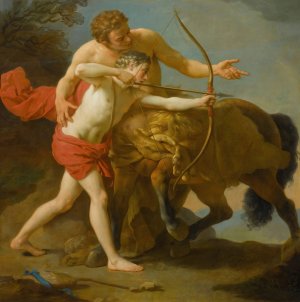 The Centaur Chiron Instructing Achilles by Louis-Jean-Francois Lagrenee Oil Painting