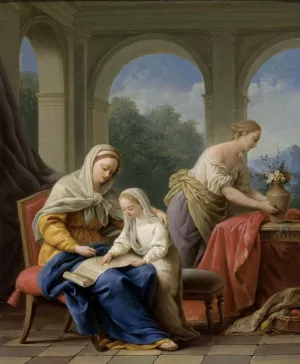 The Education of the Virgin painting by Louis-Jean-Francois Lagrenee