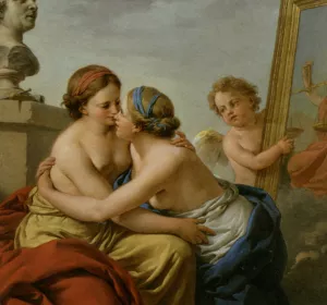 The Union of Painting and Sculpture by Louis-Jean-Francois Lagrenee - Oil Painting Reproduction