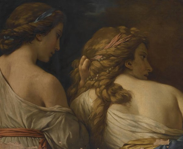 Main Product Photo of Two Nymphs Painting by Louis-Jean-Francois Lagrenee