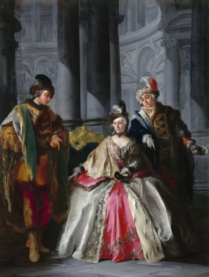Three Figures Dressed for a Masquerade by Louis-Joseph Le Lorrain Oil Painting