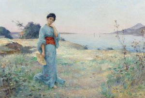 The Blue Kimono by Louis-Joseph-Raphael Collin Oil Painting
