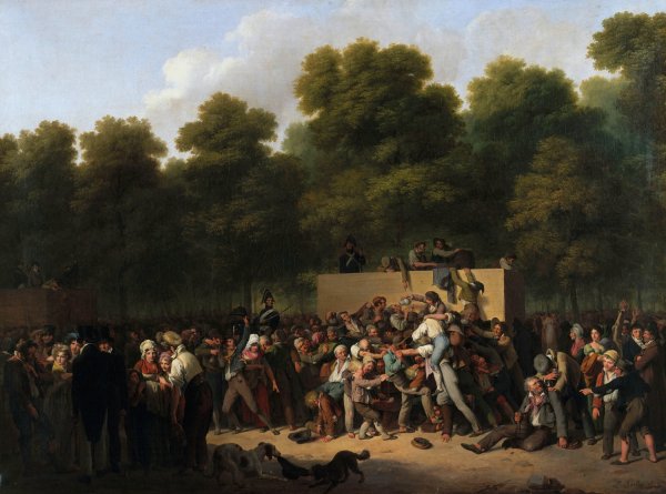 Distribution de Vin Et De Comestibles Aux Champs-Elysees, a L'occasion De La Fete Du Roi.  by Louis Leopold Boilly - Hand-Painted Oil Painting Reproduction