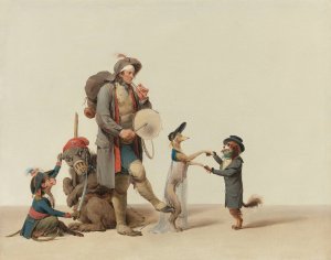 la Piece Curieuse; An Animal Trainer With Dancing Dogs, A Bear And Monkey by Louis Leopold Boilly Oil Painting