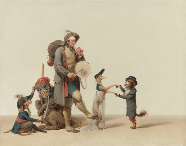 la Piece Curieuse; An Animal Trainer With Dancing Dogs, A Bear And Monkey by Louis Leopold Boilly - Hand-Painted Oil Painting Reproduction