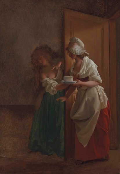 La tasse de chocolat  by Louis Leopold Boilly - Hand-Painted Oil Painting Reproduction