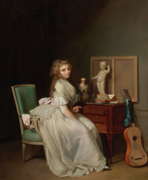 Lady In A White Dress Seated At Her Desk by Louis Leopold Boilly Oil Painting
