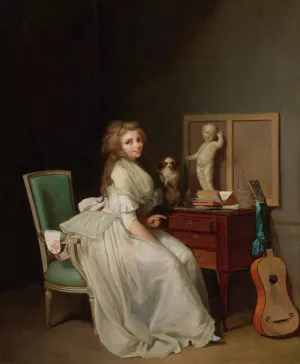Lady In A White Dress Seated At Her Desk by Louis Leopold Boilly Oil Painting