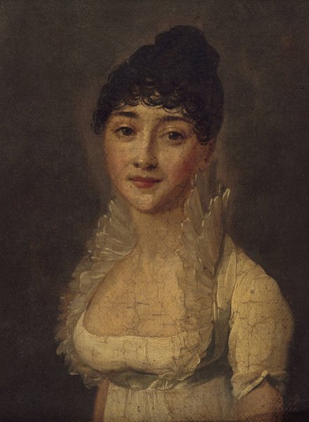 Portrait de femme en robe blanche   by Louis Leopold Boilly - Hand-Painted Oil Painting Reproduction
