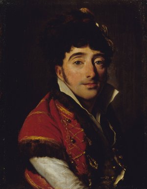 Portrait d'un acteur, en veste rouge bordee de fourrure by Louis Leopold Boilly Oil Painting