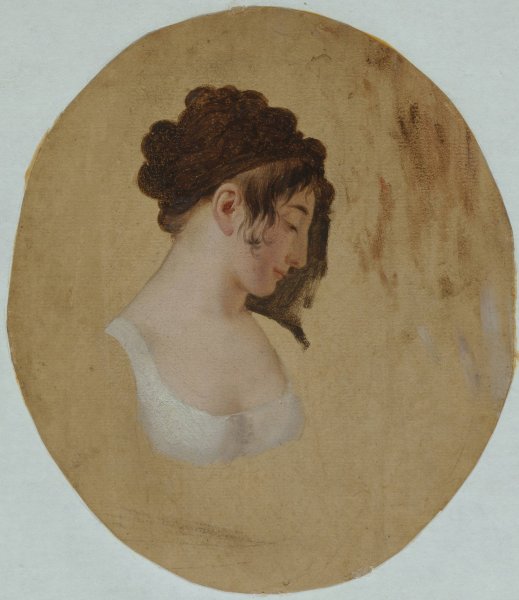 Profile of a Young Woman's Head  by Louis Leopold Boilly - Hand-Painted Oil Painting Reproduction