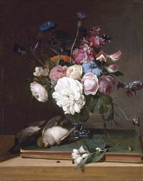 Still-Life of Flowers in a Glass Vase by Louis Leopold Boilly - Hand-Painted Oil Painting Reproduction