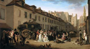 The Arrival of a Stage-Coach in the Courtyard of the Messageries Oil painting by Louis Leopold Boilly