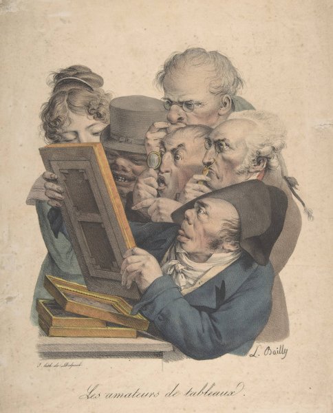The Art Connoisseurs  by Louis Leopold Boilly - Hand-Painted Oil Painting Reproduction