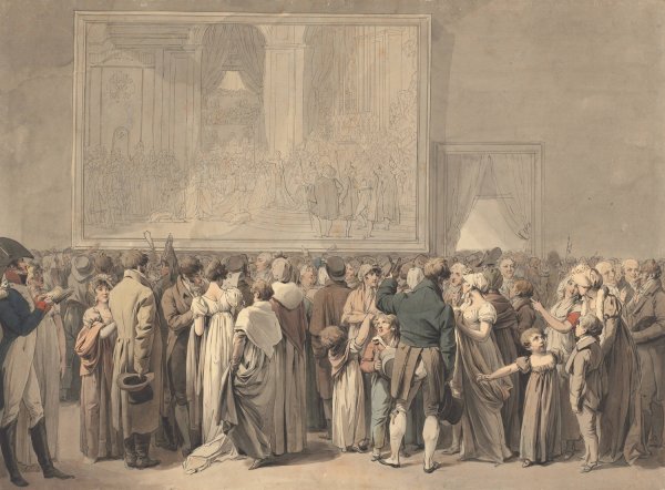 The Public In The Salon Of The Louvre, Viewing The Painting Of The 'sacre' by Louis Leopold Boilly - Hand-Painted Oil Painting Reproduction