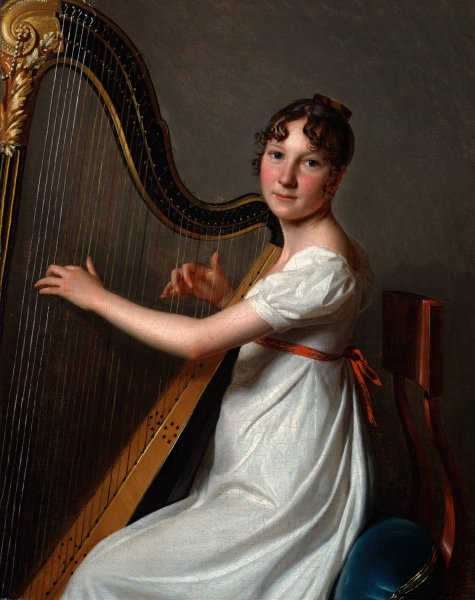 The Young Harpist  by Louis Leopold Boilly - Hand-Painted Oil Painting Reproduction