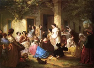 The Sewing Party by Louis Lang - Oil Painting Reproduction