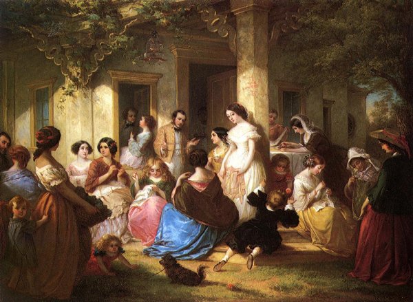 Main Product Photo of The Sewing Party Painting by Louis Lang