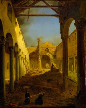The Church Of San Paolo Fuori Le Mura The Day After The Fire Of 1823 by Louis Leopold Robert Oil Painting