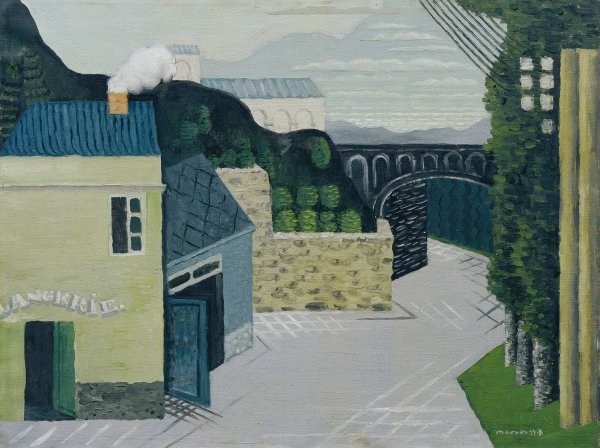 City with viaduct  by Louis Marcoussis - Hand-Painted Oil Painting Reproduction