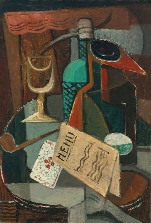 Nature Morte Au Menu Et Au Siphon by Louis Marcoussis Oil Painting