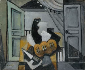 Nature Morte Au Pain Et Au Couteau by Louis Marcoussis Oil Painting