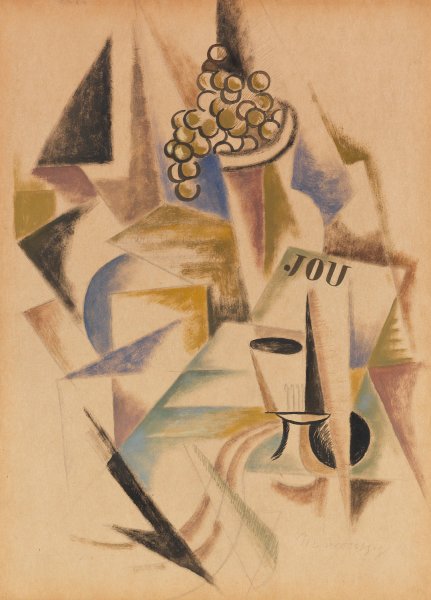 Nature Morte Aux Fruits  by Louis Marcoussis - Hand-Painted Oil Painting Reproduction