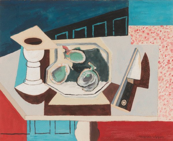 Nature Morte Aux Grenades Et Couteau Sur Un Gueridon  by Louis Marcoussis - Hand-Painted Oil Painting Reproduction